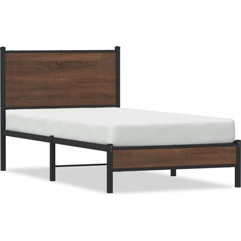 Lit Adulte - Lit Contemporain - Cadre de lit en métal chêne marron 90x190 cm fr26314 (1/5)