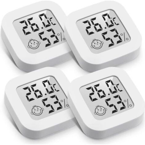 Mini Thermomètre Hygromètre Intérieur Digital à Haute Précision, Moniteur de Température et Humidimètre, Thermo Hygromètre Indicateur du Niveau de Confort (4.3cm4.3cm, blanc, 4)
