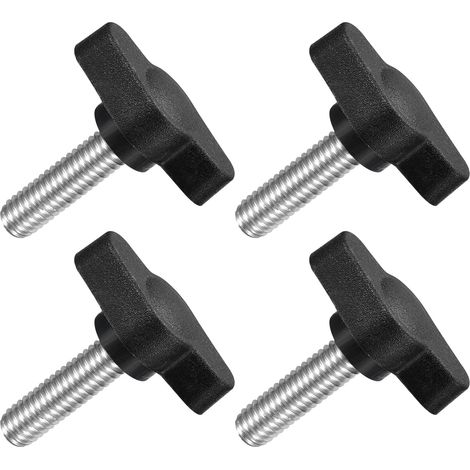 4pcs Boutons à Ailettes en T, M6 x 20 Vis à Pouce Inox 304 Noir (1/5)