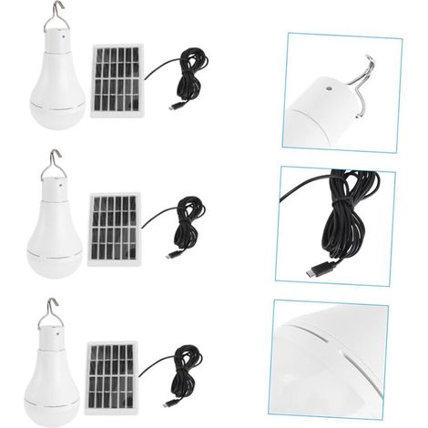 3er-Pack Solar-LED-Glühbirne, LED-Glühbirne, Solar-Glühbirne, Solarleuchte für den Außenbereich, Solarpanel, Hakenzahlung, Hakenzahlung, MUMU (1/4)