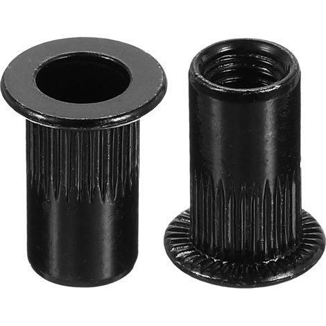 Écrous à rivets en acier au carbone à tête plate cannelée noire 60 pièces (1/5)