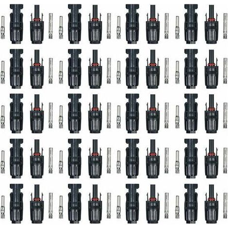 MC4-Stecker und -Buchse für Photovoltaikmodule, Steckverbinder für Photovoltaik-Solarmodule (neue schlüssellose Ausführung), 20 Paare (1/5)