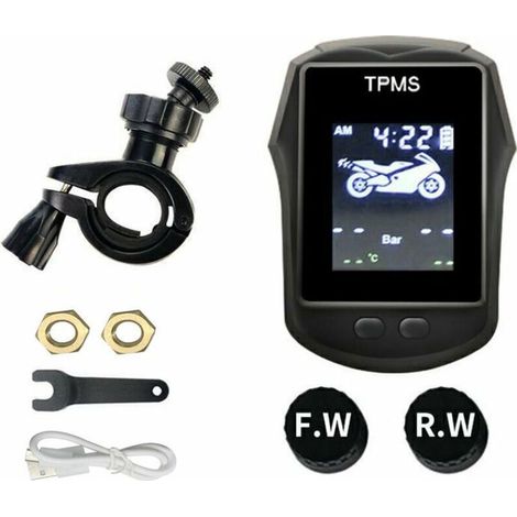 Détecteur de pression des pneus modèles de sports de plein air avec horloge surveillance de la pression des pneus de moto sans fil (1/5)