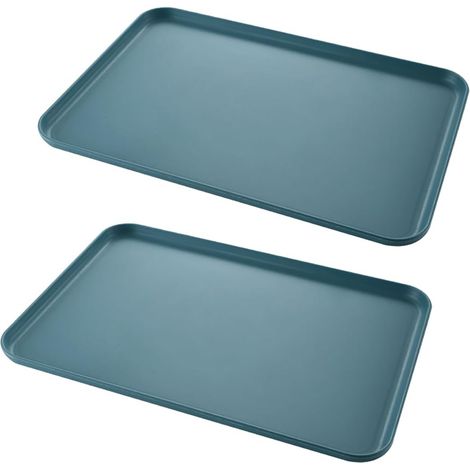 Lot de 2 Plateaux Rectangulaires En Polypropylène Bleu Foncé 31x22,5 Cm Pour Cuisine Et (1/5)