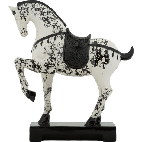 Scultura a forma di cavallo bicolore in poliresina L 31 × P 10,5 × H 34 cm (1/5)