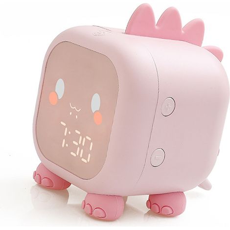 Réveil LED Silicone Dragon Mignon pour Enfants, Horloge Numérique avec Lumière Nocturne Rose, Cadran Cartoon Intelligent (1/5)