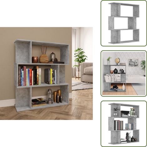 The Living Store Estantería madera contrachapada gris hormigón 80x24x96cm - Estantería madera
