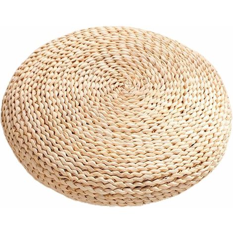 Coussin Assise Ronde - Coussin Tatami - Coussin Méditation Sol Bureau - 30 x 30 x 6 cm - Paille Naturelle - 1 Pièce (1/5)