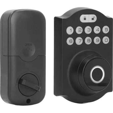 Serrures de porte intelligentes à empreinte digitale, clavier électronique à code, entrée sans clé, sécurité domestique, pack de 2, finition noir mat, usage intérieur/extérieur. (1/5)