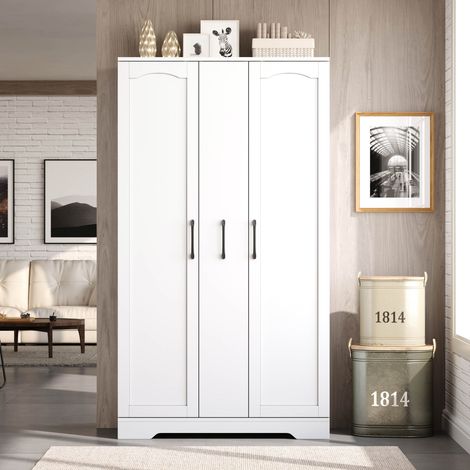 Aparador de cocina de 150x78x40 cm con estantes ajustables, doble puerta y almacenamiento vertical, MDF - blanco (1/5)