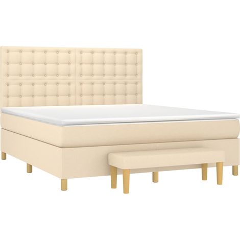 Sommier à lattes de lit avec matelas Crème 180x200 cm Tissu vidaXL (1/5)