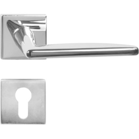 DOMINO Poignée de porte EASY QR SLIM M6 PZ Poignée avec plaque PZ pour cylindre profilé Chromé brillant (1/5)