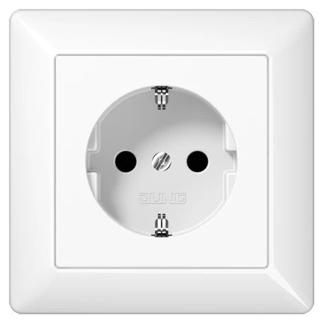 Jung Enchufe SCHUKO®, 16 A 250 V , SAFETY+, con marco integrado, duroplástico, serie AS, blanco alpino AS 1520 KI WW