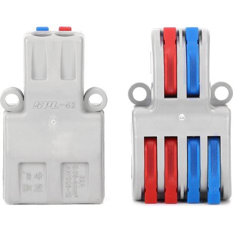Connecteur électrique 5 pièces 2 entrées 4 sorties, bornier de raccordement rapide sans vis, pour câblage éclairage, bloc terminal compact. (1/5)