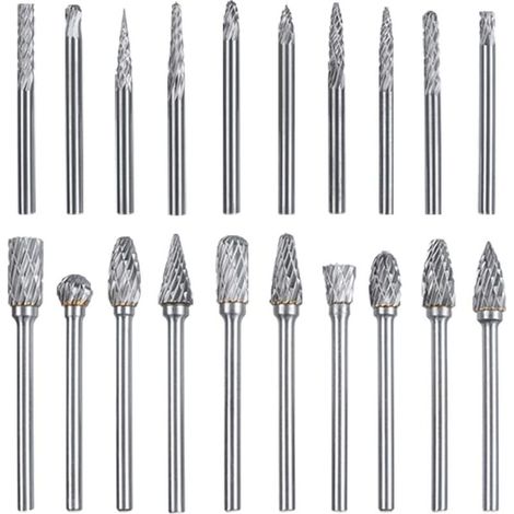 Fraises 20Pcs Rotatives Double Coupe en Carbure de Tungstène Ensemble de Fraies Limes Rotatives Burres Fichiers 3mm Tige Fraises pour Bricolage (1/5)