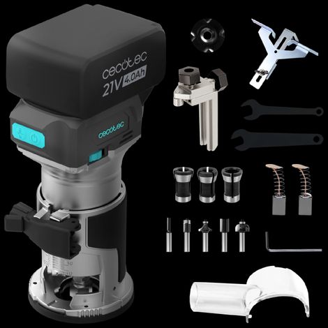 Cecotec Liberty MultiShape 2000 Akku-Holzfräse, Nexus-Batterie, 21 V, 4 Ah, bürstenloser Motor, 5 Fräsen, Köpfe 6/6,35/8 mm (1/5)