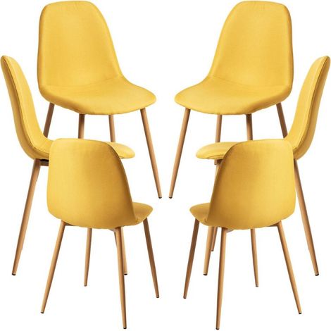 Packs Sillas Comedor - Pack 6 Sillas Teok Tela - Amarillo (1/5)