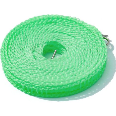 Corde à linge résistante au vent 8 mètres, installation facile sans perçage, pour intérieur et extérieur, matériau nylon durable. (1/5)