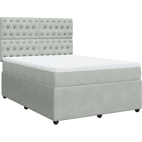 Maison Exclusive - Cama box spring con colchón terciopelo gris cl (1/5)