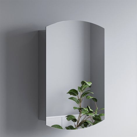 Bathroom Mirror Cabinet Wall Mounted Stainless Steel Single Door 400 x 600mm Rectangular