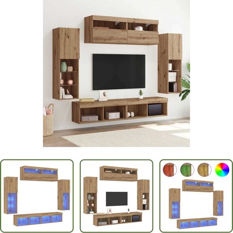 vidaXL Holzwerkstoff - TV-Schrankset Wandmontiert 6 pcs Artisan-Eiche Holzwerkstoff (1/5)