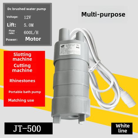 Irovami Pompe submersible 12 V CC, hauteur de refoulement 5,1 m, pompe à haute pression, micro-pompe, pompe d'équipement, pompe droite JT500 (pompe à eaux grises 12 V, ligne blanche) (1/5)
