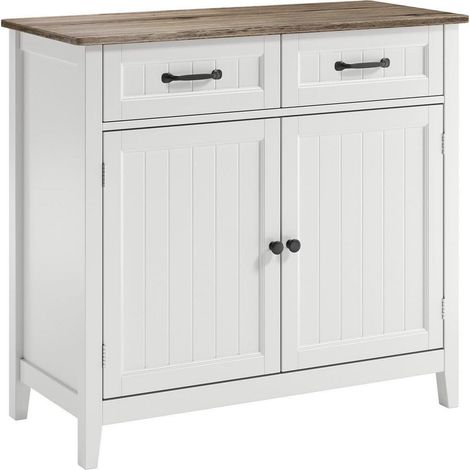Küchen-Sideboard mit 2 Schubladen und 2 Türen, grau, Holzoptik Arbeitsplatte (1/5)
