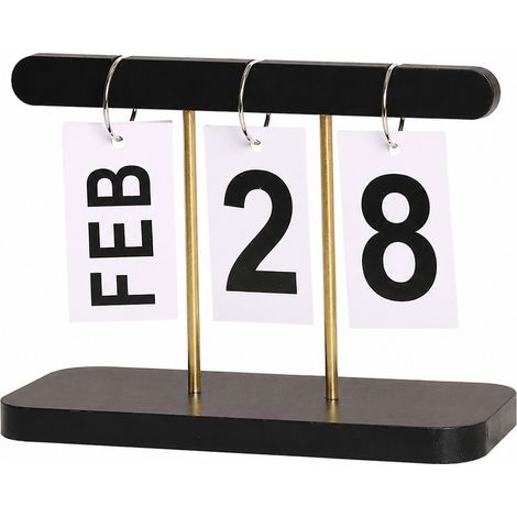 Calendrier perpétuel en bois, noir, horloge de bureau minimaliste, décoration pour la maison ou le bureau (1/5)