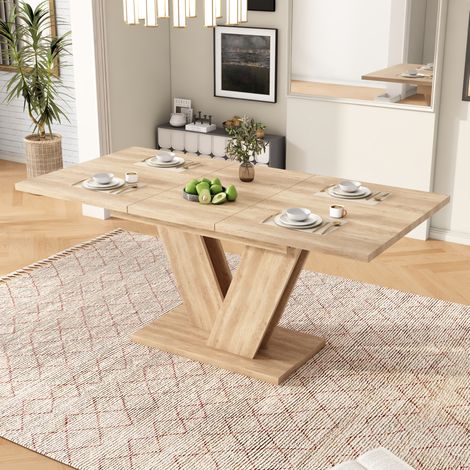 Ausziehtisch 140/180 x 80 cm für 4 bis 6 Personen, MDF in Eichenoptik, OKMYHOME (1/5)