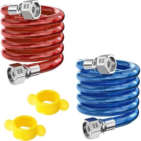 2 Pièces Tuyaux D'entrée Flexibles en Acier Inoxydable 304, G1/2" Connecteurs de tuyau pour Chauffe-Eau Eau Chaude et Froide, 50CM (1/5)