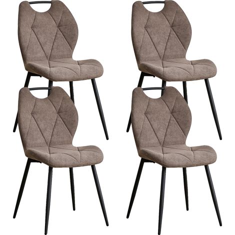 Sillas de comedor, tela suave, estilo minimalista moderno, 4 unidades, color marrón. (1/2)