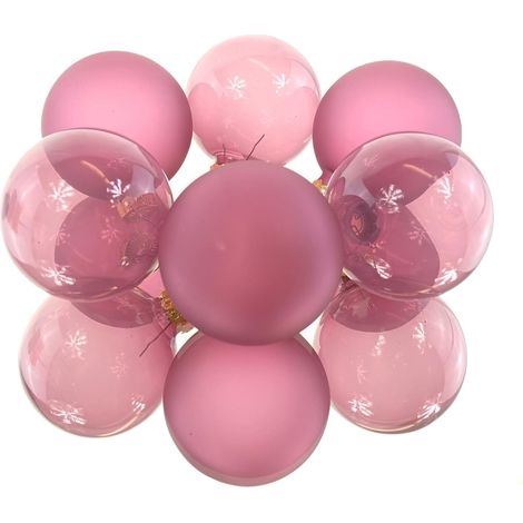 Christbaumkugeln Altpink 3 x transparent & 3 x matt Ø 6 cm aus Glas - 6er Set
