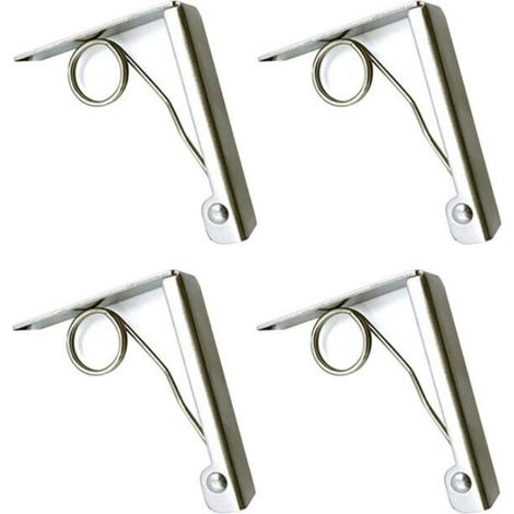 Pinces de table en acier inoxydable (lot de 4) 7 x 6 cm, idéales pour les pique-niques en extérieur. Fixent les bords des tables jusqu'à 6 cm d'épaisseur. (1/5)