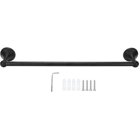 étagère rangement-Towel Rail en Acier Inoxydable Noir avec Porte-Objets 50cm (1/4)