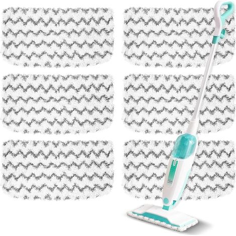 Juego de 6 paños de limpieza blancos de repuesto (lavables y reutilizables) para mopas de vapor de los modelos S1000/S1000A/S1000C/S1000WM/S1001C. (1/5)