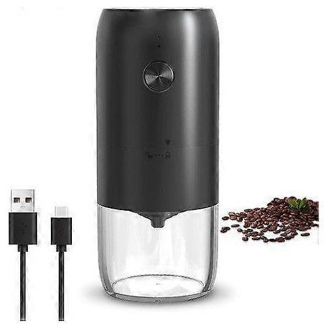 Electric coffee grinder with ceramic conical grinding disc, suitable for coffee beans.