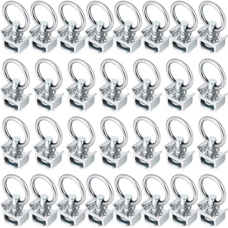 20PCS, Single Stud Fitting L Track 4, 000lb Capacity with Stainless Steel Round Ring, Aluminum Guardian Cargo Control (1/5)