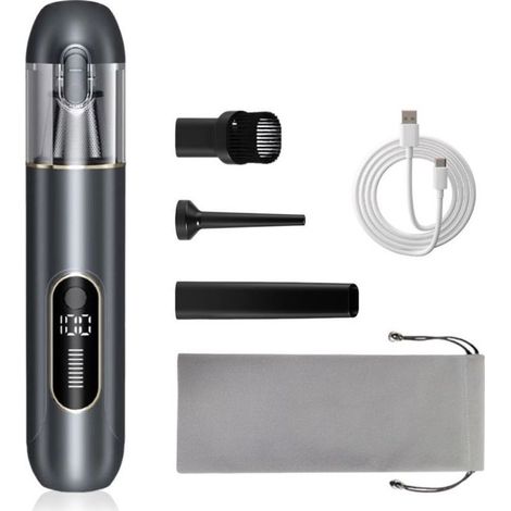 Aspirateur à main sans fil 13000 Pa, mini design pour auto, PC, canapé et maison. Nettoyage des fissures, fonction soufflage, batterie 1800 mAh.