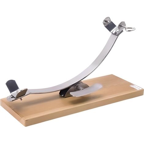 Support à jambon en acier inoxydable/bois - Longueur 57 x Profondeur 22 x Hauteur 3 cm