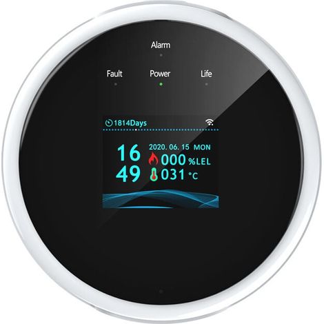 Détecteur de Gaz WiFi Intelligent, Détecteur de Fuite de Gaz Naturel/Méthane/GPL/Carbone, Écran LCD, Alarme 70dB (1/4)