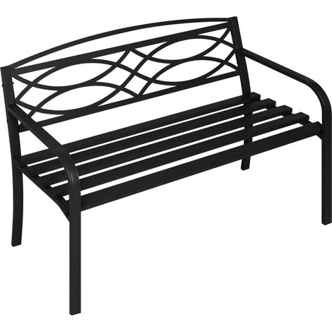 WOLTU Banc de Jardin 127x83x59, 5 cm, Banc Extérieur Jardin en Métal, Banc 3 Places pour Patio, Terrasse, Parc, Noir (1/5)