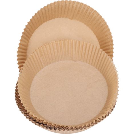 50 feuilles de papier sulfurisé rondes, jetables et antiadhésives, pour friture, four à micro-ondes et cuisinière, couleur marron (1/5)
