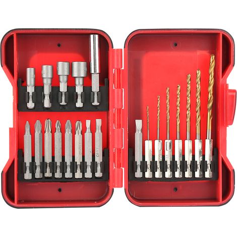 Coffret de douillesSet de 21 pièces hexagonales professionnel pour vis et forage avec boîte rouge (1/5)