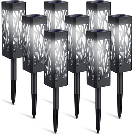 Lampes solaires de jardin d'extérieur, ensemble de 6 pièces, lumière blanche, IP65, avec fonction marche/arrêt automatique, adaptées aux patios.