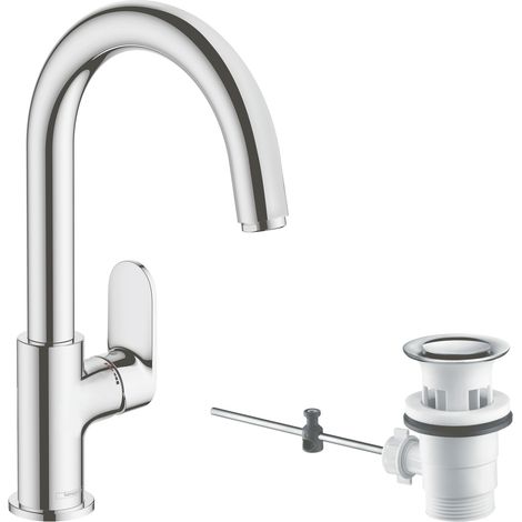 Hansgrohe Vernis Blend - Grifo de lavabo con desagüe y caño giratorio, EcoSmart, cromo 71554000 (1/5)