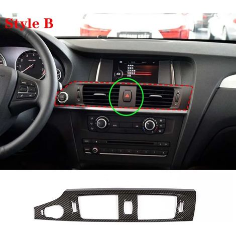-6 Convient pour BMW X3 F25 2011-2017 - Autocollant décoratif intérieur en fibre de carbone pour panneau de commande central, volant et garniture de porte (1/4)