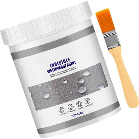 Mastic d'étanchéité transparent et invisible, imperméable et anti-fuites, avec pinceau pour carrelage mural et ciment, 300 g