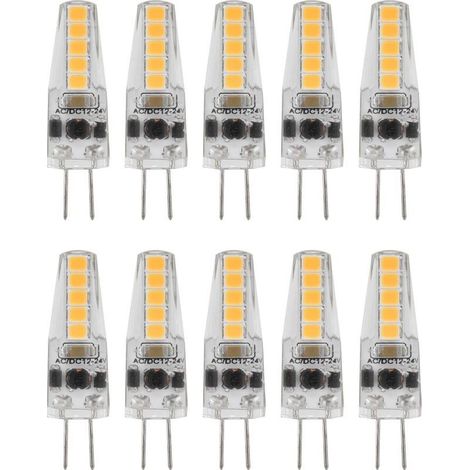 10pcs Ampoules LED G4, 2W 3000K AC 12-24V Ampoules à Intensité Variable pour Lustre Plafonnier Lampe de Table Blanc Chaud (1/5)