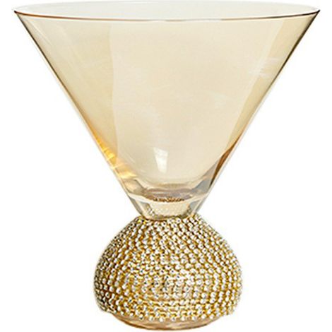 Verre à martini sans pied en cristal incrusté de strass dorés élégant pour cocktail mariage fête design luxueux transparent (1/4)