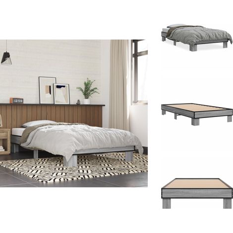 Cadre de lit sans matelas sonoma gris 100x200 cm - Cadre De Lit - Lit Double - Sommier - Lit Design - Lit Moderne (1/5)